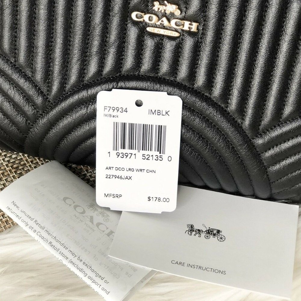 Coach Art Deco Quilted Wristlet Clutch, Black - Picture 6 of 8